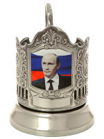 Никелированный подстаканник "Путин на фоне российского флага" Кольчугино