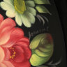 Поднос с художественной росписью "Цветы на черном фоне", овал с фигурным краем, арт. 5043