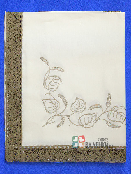 Скатерть «Березка» светло-серая прямоугольная с темной кружевной вышивкой арт. 11ст-326, 180х150