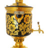 Угольный самовар 7 литров с росписью "Золотая хохлома" в наборе