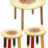 Набор "Светлячок" Хохлома - стол и 2 табурета из дерева с художественной росписью, арт. 7257-7406-2