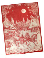 Полотенце "Зимняя тройка" красное без кружева, 50х70