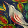 Поднос с художественной росписью "Райская птица на синем фоне", прямоугольный, арт. 2040