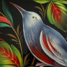 Поднос с художественной росписью "Райская птица на черном фоне" прямоугольный, арт. 2042